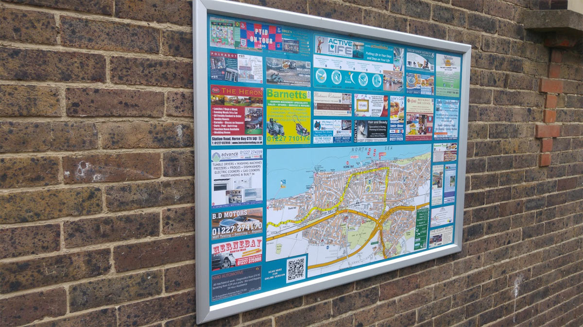 Map of Herne Bay, Kent on wall