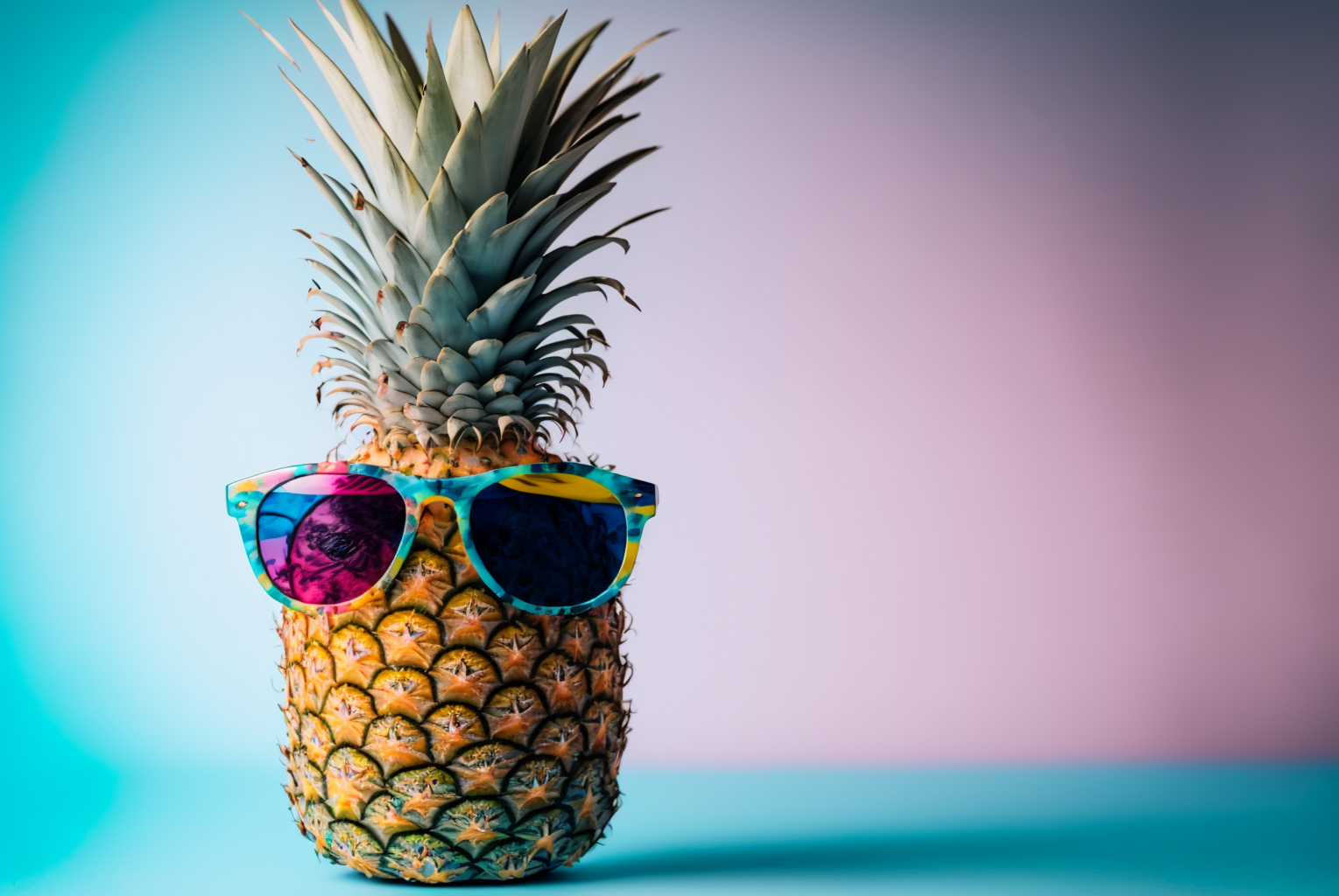 pineapple with sunglasses on